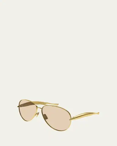 Bottega Veneta Curved Metal Aviator Sunglasses | Thumbnail 2 Bottega Veneta Curved Metal Aviator Sunglasses | Thumbnail 2