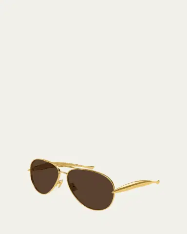 Bottega Veneta Curved Metal Aviator Sunglasses | Thumbnail 3 Bottega Veneta Curved Metal Aviator Sunglasses | Thumbnail 3