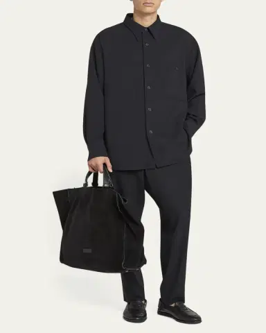 Giorgio Armani Men's Split Leather Tote Bag | Thumbnail 5 Giorgio Armani Men's Split Leather Tote Bag | Thumbnail 5