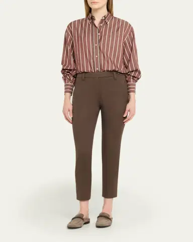 Brunello Cucinelli Cotton Twill Slim-Leg Ankle Pants | Thumbnail 2