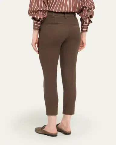 Brunello Cucinelli Cotton Twill Slim-Leg Ankle Pants | Thumbnail 3