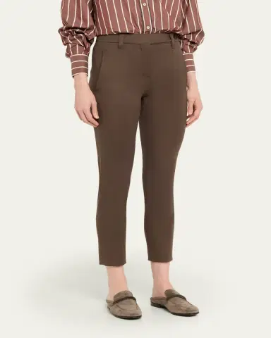 Brunello Cucinelli Cotton Twill Slim-Leg Ankle Pants | Thumbnail 4