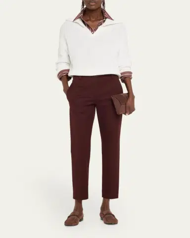 Brunello Cucinelli Cotton Twill Slim-Leg Ankle Pants | Thumbnail 6