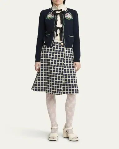 Valentino Garavani Floral Embroidered Bow-Tie Wool Cardigan | Thumbnail 2
