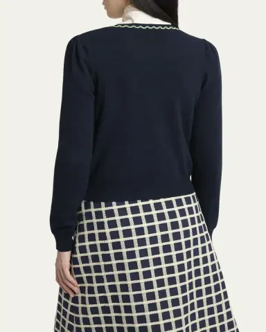 Valentino Garavani Floral Embroidered Bow-Tie Wool Cardigan | Thumbnail 3