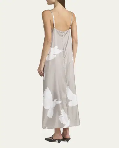 Stella McCartney Dove Print Lace Trim Silk Slip Dress | Thumbnail 3 Stella McCartney Dove Print Lace Trim Silk Slip Dress | Thumbnail 3