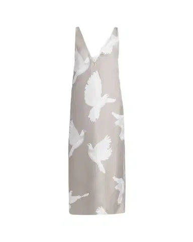 Stella McCartney Dove Print Lace Trim Silk Slip Dress | Thumbnail 1 Stella McCartney Dove Print Lace Trim Silk Slip Dress | Thumbnail 1