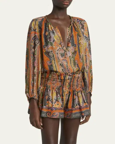 Isabel Marant May Paisley Studded Silk Top | Thumbnail 4