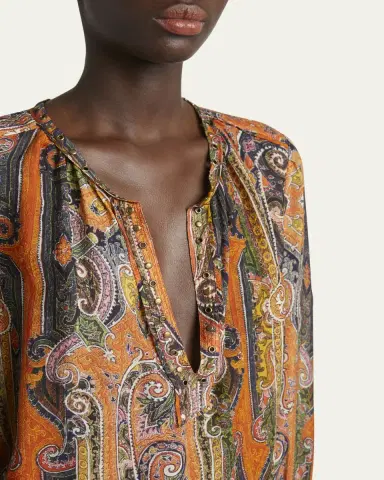 Isabel Marant May Paisley Studded Silk Top | Thumbnail 5