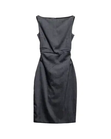 Prada Draped Boat-Neck Kid Mohair Midi Dress | Thumbnail 1