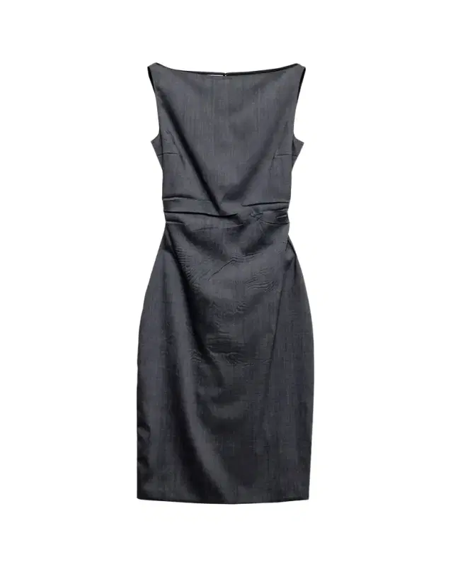 Draped Boat-Neck Kid Mohair Midi Dress