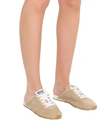 Miu Miu Suede Sneaker Mules | Thumbnail 1 Miu Miu Suede Sneaker Mules | Thumbnail 1