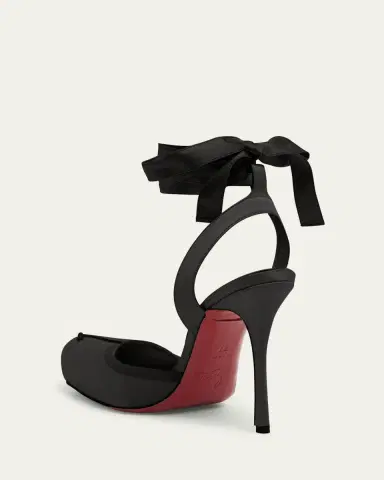 Christian Louboutin 100mm Cassia Silk Ankle-Tie Ballerina Pumps | Thumbnail 4
