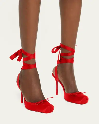 Christian Louboutin 100mm Cassia Silk Ankle-Tie Ballerina Pumps | Thumbnail 6