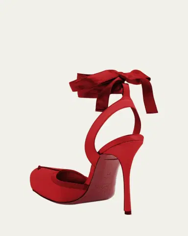 Christian Louboutin 100mm Cassia Silk Ankle-Tie Ballerina Pumps | Thumbnail 8
