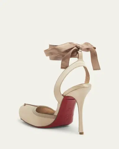 Christian Louboutin 100mm Cassia Silk Ankle-Tie Ballerina Pumps | Thumbnail 10