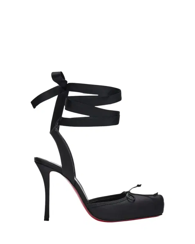 Christian Louboutin 100mm Cassia Silk Ankle-Tie Ballerina Pumps