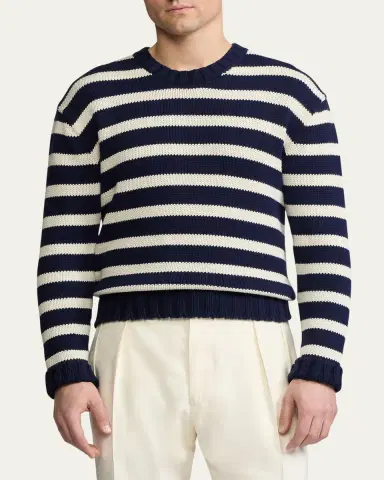 Ralph Lauren Purple Label Men's Striped Cotton Knit Sweater | Thumbnail 2 Ralph Lauren Purple Label Men's Striped Cotton Knit Sweater | Thumbnail 2