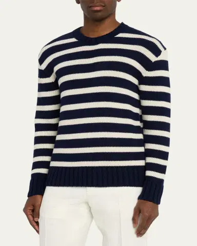 Ralph Lauren Purple Label Men's Striped Cotton Knit Sweater | Thumbnail 4 Ralph Lauren Purple Label Men's Striped Cotton Knit Sweater | Thumbnail 4