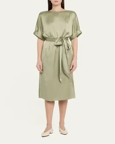 Loro Piana Caren Belted Silk Midi Dress | Thumbnail 2