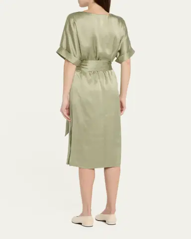 Loro Piana Caren Belted Silk Midi Dress | Thumbnail 3