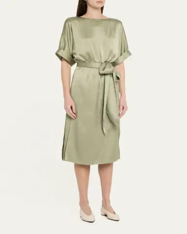 Loro Piana Caren Belted Silk Midi Dress | Thumbnail 4
