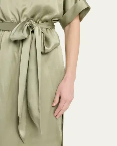 Loro Piana Caren Belted Silk Midi Dress | Thumbnail 5