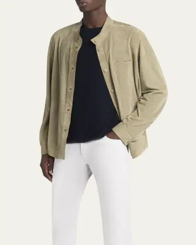 Giorgio Armani Men's Suede Overshirt | Thumbnail 4