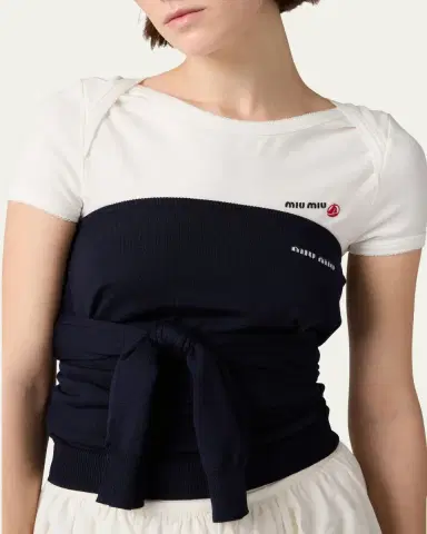 Miu Miu Short-Sleeve T-Shirt Bodysuit | Thumbnail 4