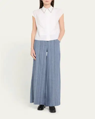 TWP Cap-Sleeve Top with Beaded Collar | Thumbnail 2