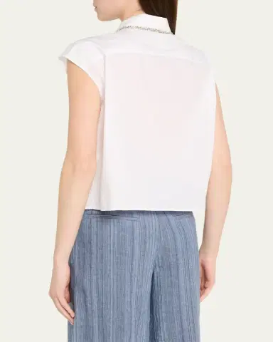 TWP Cap-Sleeve Top with Beaded Collar | Thumbnail 3