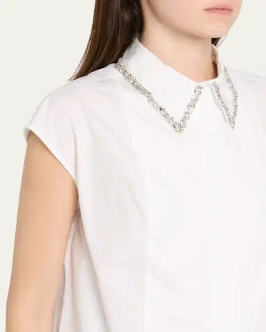 TWP Cap-Sleeve Top with Beaded Collar | Thumbnail 5