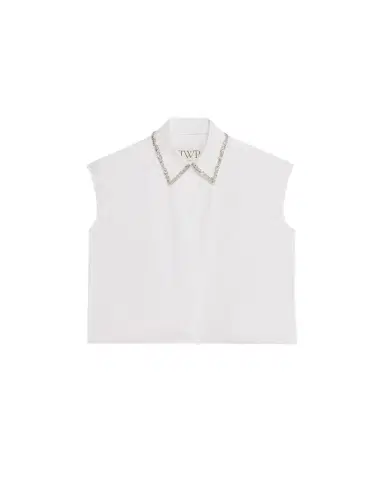 TWP Cap-Sleeve Top with Beaded Collar | Thumbnail 1