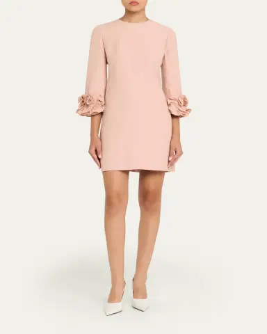 Valentino Garavani Ruffle Cuff Crepe Couture Short Dress | Thumbnail 6