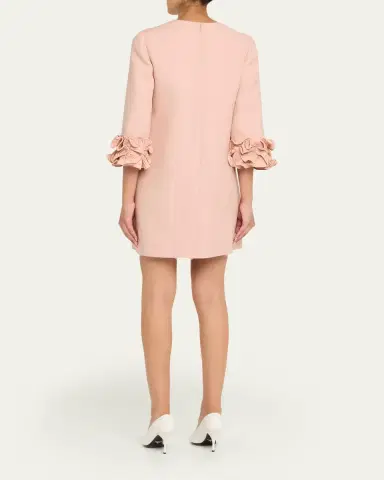 Valentino Garavani Ruffle Cuff Crepe Couture Short Dress | Thumbnail 7