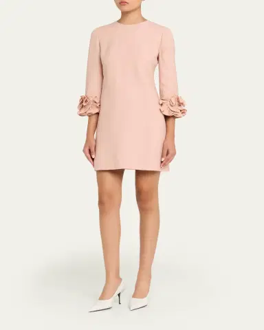 Valentino Garavani Ruffle Cuff Crepe Couture Short Dress | Thumbnail 8