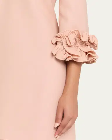 Valentino Garavani Ruffle Cuff Crepe Couture Short Dress | Thumbnail 9
