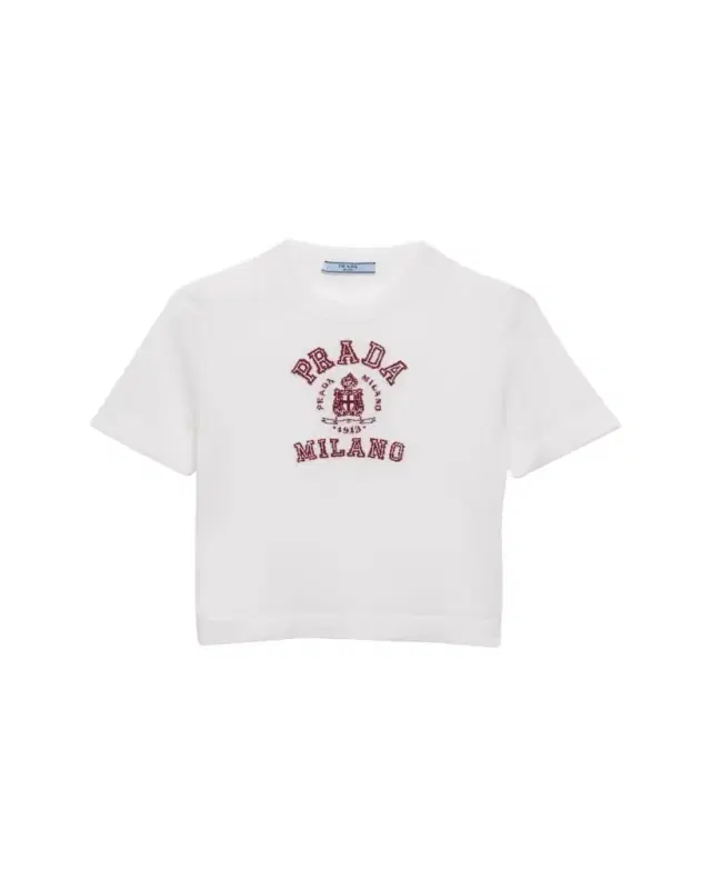 Intarsia Logo Short-Sleeve Cashmere Tee