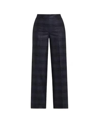 Akris Fior Check Wool Flannel Wide-Leg Trousers | Thumbnail 1