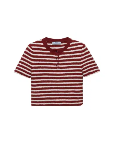 Prada Striped Knit Cropped Top | Thumbnail 1 Prada Striped Knit Cropped Top | Thumbnail 1
