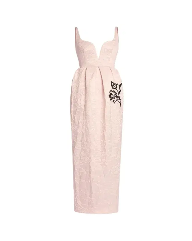 Erdem Sleeveless Beaded Crinkled Sweetheart Gown