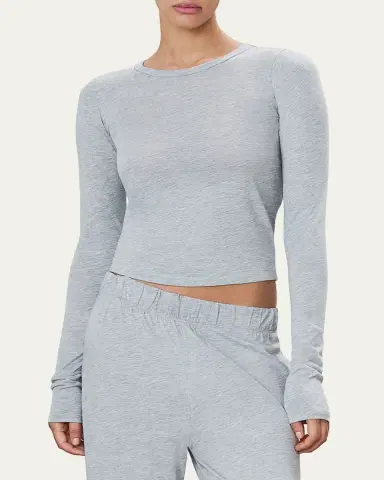 ÉTERNE Fitted Crewneck Long-Sleeve T-Shirt | Thumbnail 5
