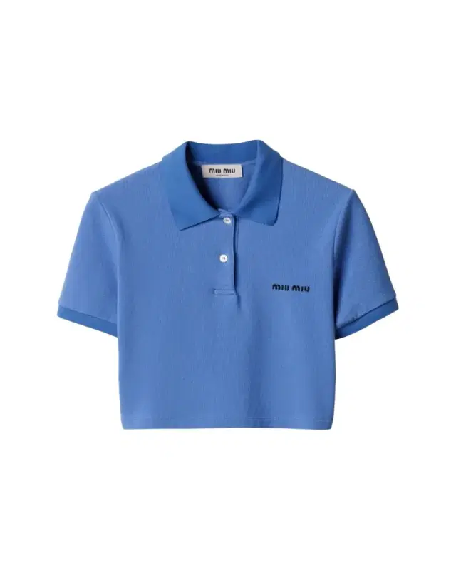 Cotton Pique Short-Sleeve Cropped Polo