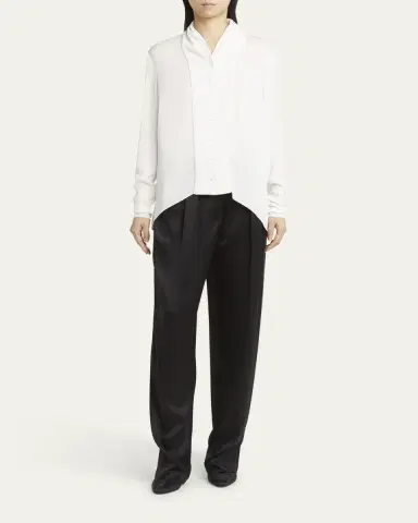 Giorgio Armani Shawl-Collar Silk Georgette Blouse | Thumbnail 2 Giorgio Armani Shawl-Collar Silk Georgette Blouse | Thumbnail 2