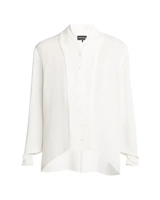 Shawl-Collar Silk Georgette Blouse