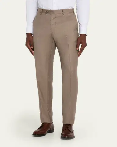 Giorgio Armani Men's Wool Sharkskin Flat Front Trousers | Thumbnail 4