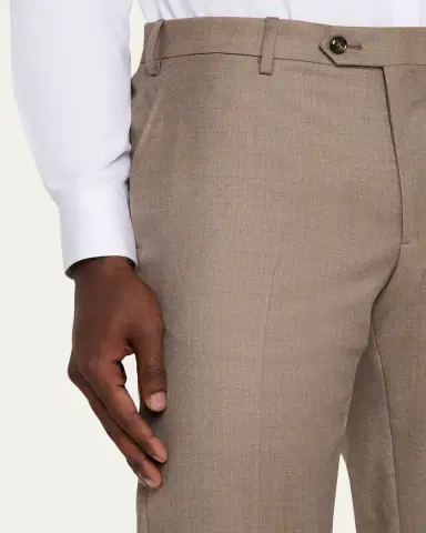 Giorgio Armani Men's Wool Sharkskin Flat Front Trousers | Thumbnail 5 Giorgio Armani Men's Wool Sharkskin Flat Front Trousers | Thumbnail 5