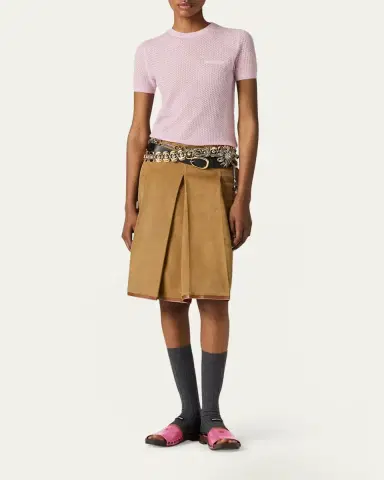 Miu Miu Cashmere Lacy Short-Sleeve Sweater | Thumbnail 2