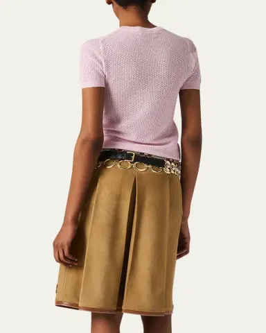 Miu Miu Cashmere Lacy Short-Sleeve Sweater | Thumbnail 3
