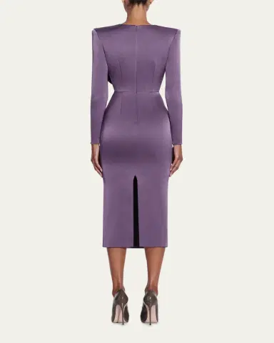 Alex Perry Draped Cowl-Neck Strong-Shoulder Satin Crepe Midi Dress | Thumbnail 3 Alex Perry Draped Cowl-Neck Strong-Shoulder Satin Crepe Midi Dress | Thumbnail 3